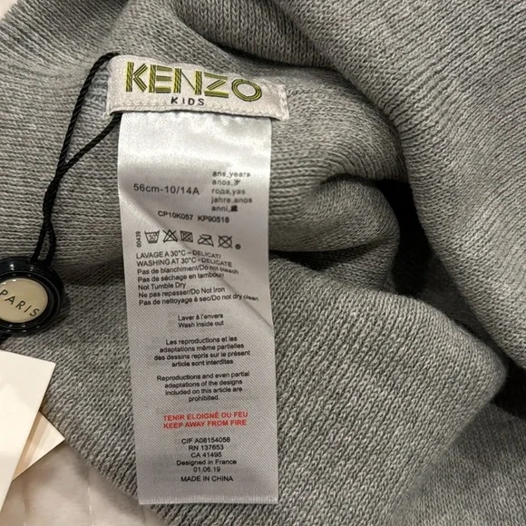 NWT Kenzo Pom-Pom Beanie Hat Size 58cm - 10-14 Years